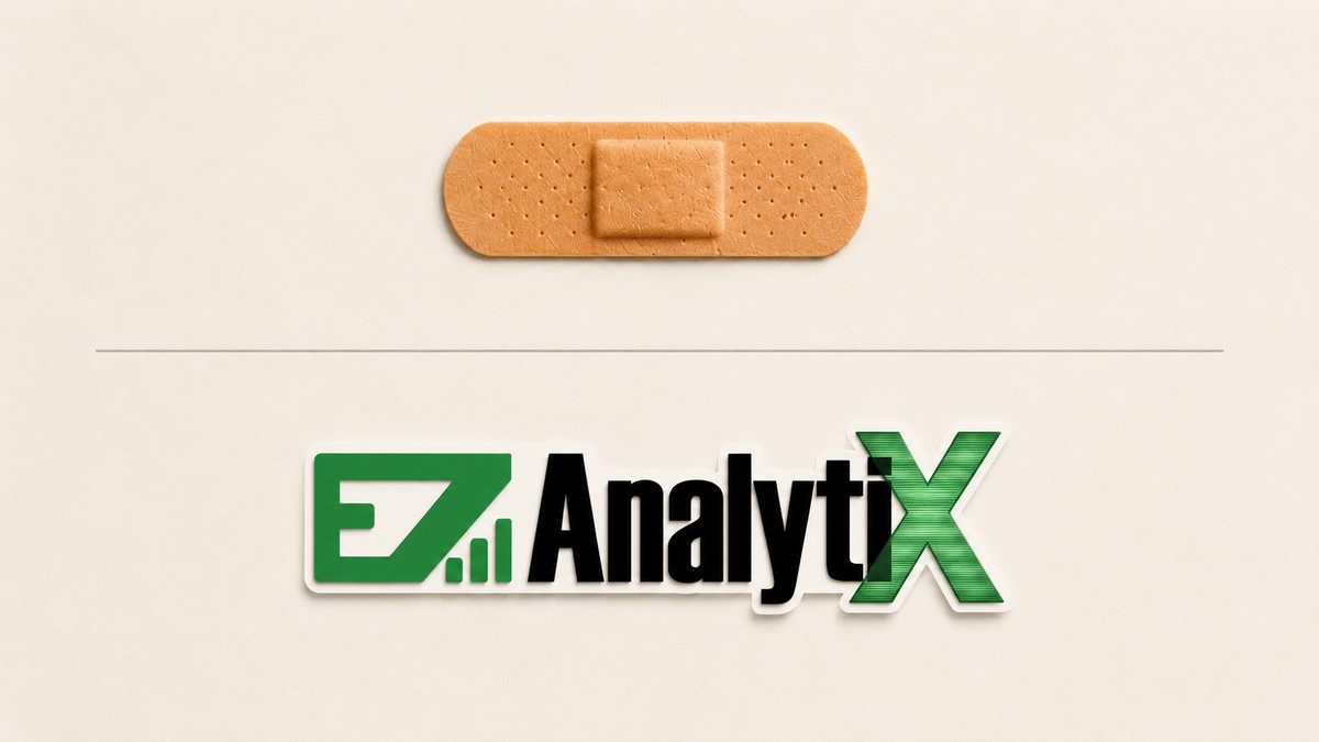 A bandaid above the EZ AnalytiX logo